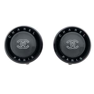 CHANEL Black Logo Earrings